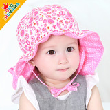 婴儿帽子6-36个月儿童盆帽宝宝帽子男童遮阳帽大檐防晒女童渔夫帽