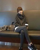 韩国代购 韩国进口蝙蝠袖带帽套头女针织衫毛衣百搭外套 现货