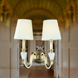 索思欧式布艺全铜壁灯 美式镜前灯床头壁灯 餐厅客厅卧室书房壁灯