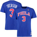 美国直邮NBA76人/Mitchell&Ness复古系列球服款短袖T恤-3号艾弗森