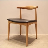 现代西餐厅餐椅牛角椅子实木餐椅水曲柳椅实木餐椅书房椅洽谈椅子