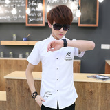 夏季薄款纯白色短袖衬衫男士韩版袖修身型时尚半袖休闲衬衣潮男装