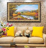简约欧式现代纯手绘田园山水风景油画客厅卧室酒店装饰有框挂壁画
