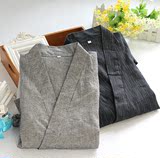 外贸尾单纯棉绉布汗蒸服男日系和服睡衣 夏季中袖短裤家居服套装