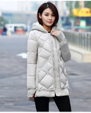 2015中长款韩版加厚连帽大码宽松纯色中年女士冬装外套棉服大码潮
