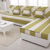 春夏季组合沙发坐垫绿色条纹现代实木布艺简约沙发垫