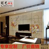 中式荷花电视背景墙硬包客厅卧室床头艺术图案宾馆环保软包