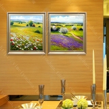 手绘油画欧式田园风景油画横幅定制餐厅卧室走廊过道手工装饰挂画