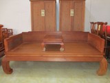 中式古典红木家具/大果紫檀/缅甸花梨木独板素面罗汉床塌两件套