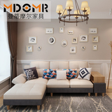 北欧实木布艺沙发组合 多功能转角可拆洗日式韩式小户型客厅家具