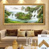 纯手绘中欧式山水风景油画聚宝盆客厅沙发过道横版定制装饰挂壁画
