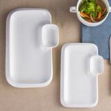 陶瓷寿司盘水饺盘 纯白色创意寿司盘西式盘2格点心盘