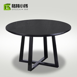 简约现代中式圆形小户型实木餐桌黑橡木大圆桌餐台特价吃饭桌子