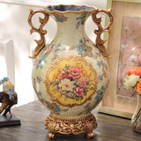 芙蓉盛世系列 欧式古典精美双耳聚财花瓶摆件 家居装饰品陶瓷花器