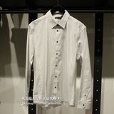 欧美范儿专柜正品 SELECTED/思莱德男士灰色纯棉竖条正装长袖衬衫