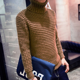 2015韩版新款男针织衫修身套头毛衣高领男羊毛衫纯色线衣青少年潮
