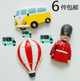 6件包邮出口欧洲日本创意立体树脂汽车热气球士兵磁贴冰箱贴