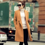 CCDD2015新款时尚韩版修身中长款大码加厚呢子大衣外套潮女