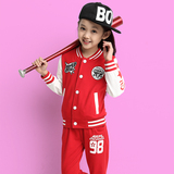 凯狮欧春装2016新款女童韩版运动棒球服套装潮中大童春秋长袖外套