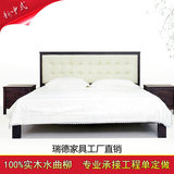 新中式床水曲柳全实木双人床 现代卧室酒店宾馆样板间1.8米标准床