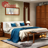 安庭居 东南亚风格家具高箱床水曲柳实木床槟榔色家具中式高箱床