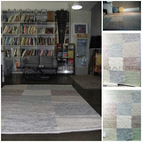 MASAR玛撒 德国进口地毯 现代风格 羊毛 手工编织 X方块格子蓝绿