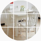 小户型白色田园实木餐桌椅组合正方形可折叠饭桌子拉台伸缩餐台