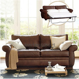 真皮沙发床 书房沙发多功能2用双人折叠沙发 美式欧式客厅皮沙发