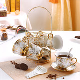 陶瓷马克杯子骨瓷咖啡杯茶杯套装情侣礼物欧式带盖带勺