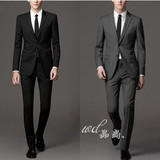 实体量身订定做定制韩版男西服西装套装深灰黑色藏青休闲结婚礼服