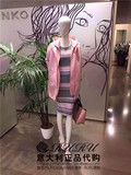 RURU意大利正品代购 PINKO 16春夏粉色菱格带帽长袖外套