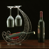 创意红酒架摆件铁艺红酒瓶架欧式葡萄酒支架时尚挂杯架高脚杯架子