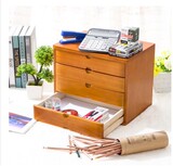 办公桌面杂物收纳盒实木质首饰储物盒小抽屉式桌上a4资料文件柜子