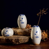 禅意陶瓷迷你小号花插瓶子粗陶花瓶手工复古日式仿古水培花器摆件