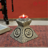 新中式古典特色石制宜家家居工艺品摆件-四祥兽摆件烛台
