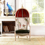 法式新古典进口白榉木雕花家具 进口热带彩色鹦鹉单椅贝壳椅预定