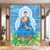 佛堂佛像客厅背景墙纸大型壁纸玄关装饰背景 大型壁画 3D药师佛祖