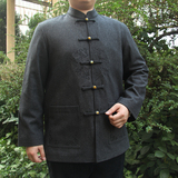卡堡龙冬季新款男士唐装 男中式服装加厚羊毛中国风绣花大码外套