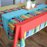 彩色房子 韩国棉麻 清新卡通糖果色 桌布 台布 盖布 餐桌茶几书桌