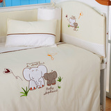 耶西蓓婴儿床上用品十件套婴儿床品套件春夏纯棉婴儿床围床单被子