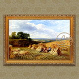 恒美手绘油画/别墅客厅有框画/欧式古典风景GF335丰收乡村人物画