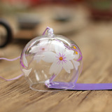 2个包邮/白樱花风铃 日式和风彩绘 创意玻璃工艺品生日礼物品挂件