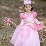 迪士尼公主裙万圣节儿童节睡美人艾洛公主女童生日礼物表演出礼服