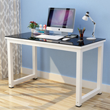 简约钢化玻璃电脑桌台式家用简易办公桌现代钢木写字台学习书桌