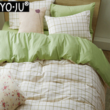 美式纯棉卡通床上四件套夏全棉纯色简约宜家床单式床笠款1.5 1.8m