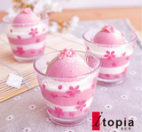 樱花季  透明樱花杯 樱花雨点玻璃杯酸奶杯  饮品杯 冰淇淋杯