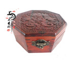 明清古典红木工艺品老挝大红酸枝仙女首饰盒镜箱梳妆盒八角收纳盒