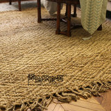 印度纯进口黄麻地毯 手工编织黄麻客厅卧室地毯 北欧风格地毯