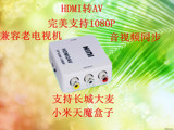 HDMI转AV转换器高清1080P小米/大麦盒子转RCA老电视三色莲花线