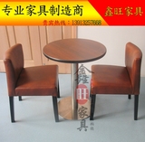 厂家直销咖啡厅桌椅组合/奶茶店实木脚软包椅子/特价饭店餐桌F-76
